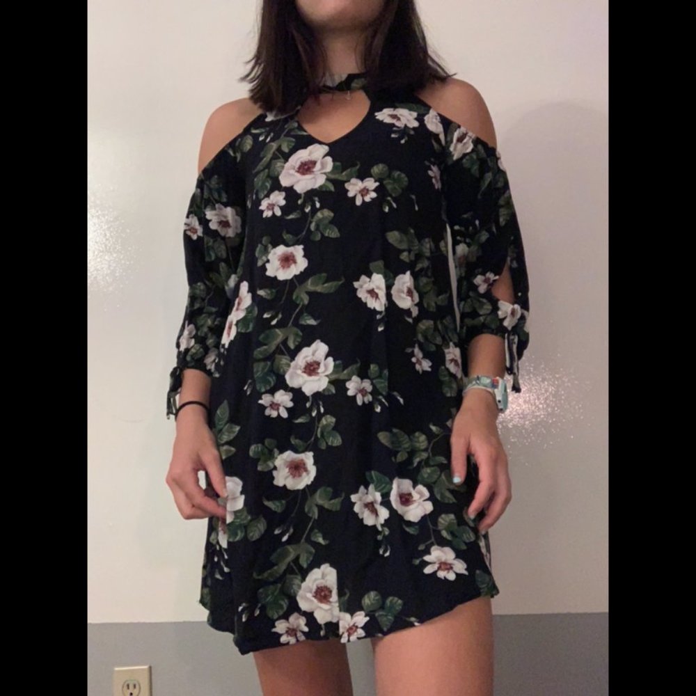 American Eagle floral cutout long sleeve minidress